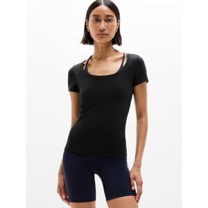 New Athleta M Transcend Scoop Tee Black Medium